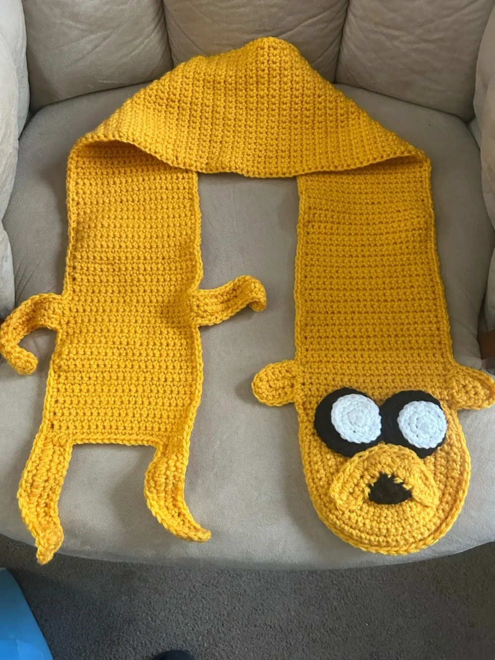 Handmade Jake from Adventure Time Crochet Scarf